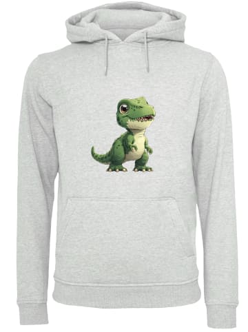 F4NT4STIC Hoodie Süßer grüner Dino in grau meliert