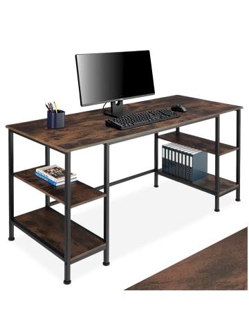 tectake Computer-Schreibtisch Stoke 137 x 55 x 75 cm, Industrial Holz dunkel, rustikal