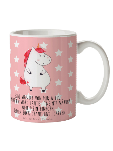Mr. & Mrs. Panda Becher Einhorn Wut mit Spruch in Rot Pastell