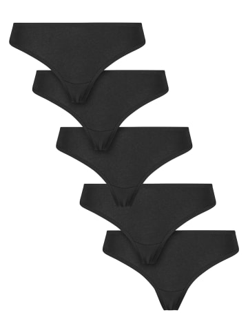 Urban Classics Urban Classics Ladies Basic Cotton Tanga 5-Pack in black+black+black+black+black