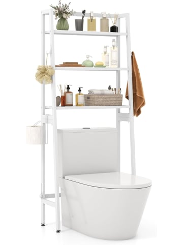 COSTWAY Toilettenregal 65x28x159cm in Weiß