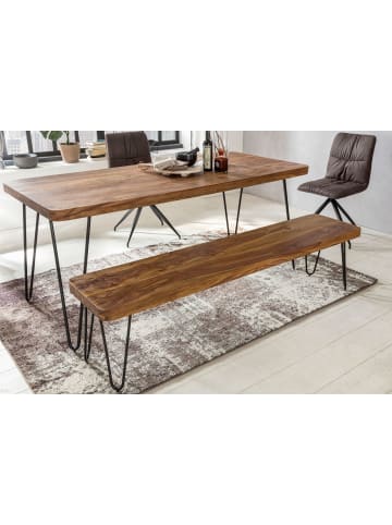 FineBuy Sitzbänk in Braun / Sheesham / 160x40x45