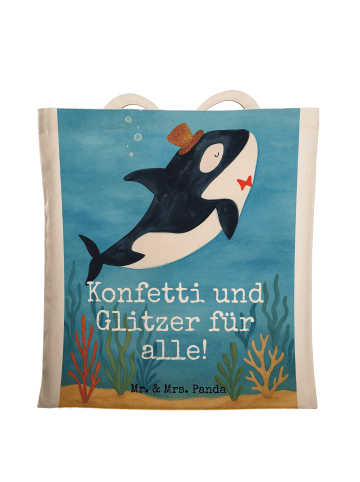 Mr. & Mrs. Panda Tragetasche Orca Zylinder Design mit Spruch in Weiß