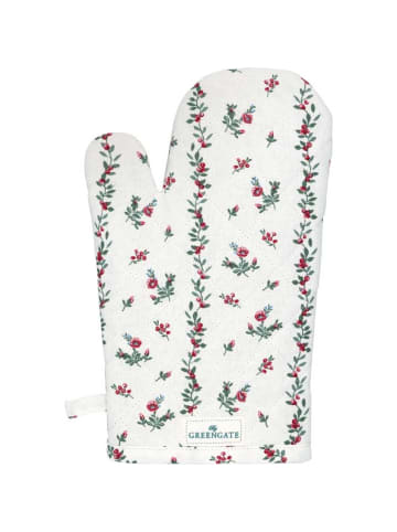 Greengate Ofenhandschuh GRACY Weiß mit Roten Blumenranken