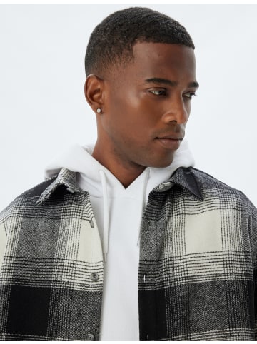 KOTON Shirt in Anthrazit Kariert