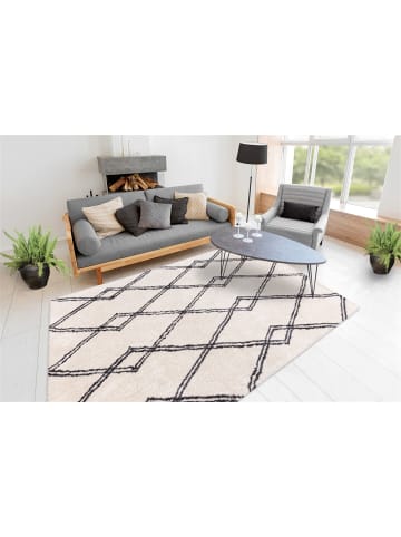 Kayoom Wohnzimmer Teppich – Hochflorteppich Orlando 125 in creme - rechteckig