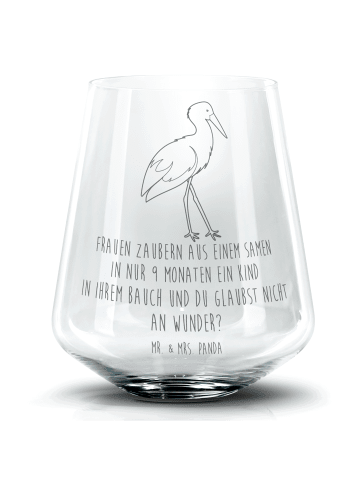 Mr. & Mrs. Panda Glas Storch mit Spruch in Transparent