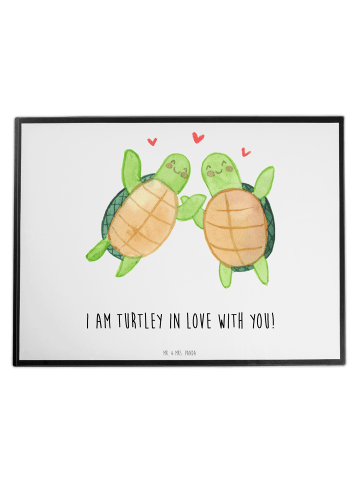 Mr. & Mrs. Panda Schreibtischunterlage Schildkröten Paar mit Spruch in Weiß