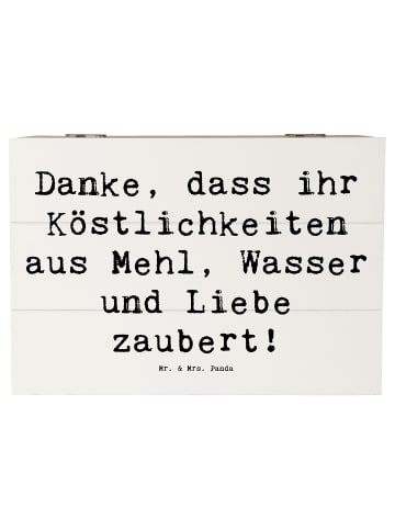 Mr. & Mrs. Panda Holzkiste Spruch Bäcker-Dank mit Spruch in Weiß