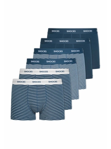 SNOCKS Boxershorts aus Bio-Baumwolle Blaue Streifen 6 Stück