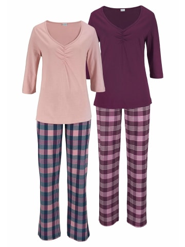 VIVANCE DREAMS Pyjama in rosa-kariert, bordeaux-kariert