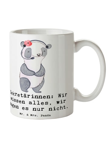 Mr. & Mrs. Panda Geschenktasse Sekretärin Geheimnisträgerin mit ... in Weiß