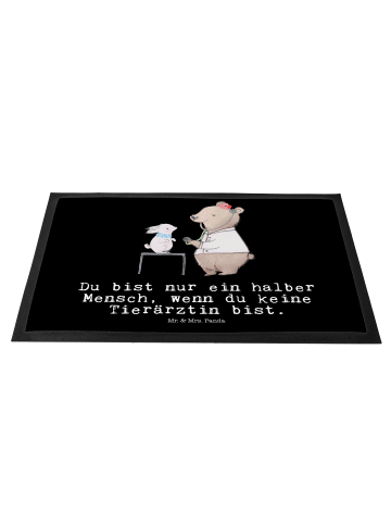 Mr. & Mrs. Panda Fußmatte Tierärztin Herz mit Spruch in Schwarz