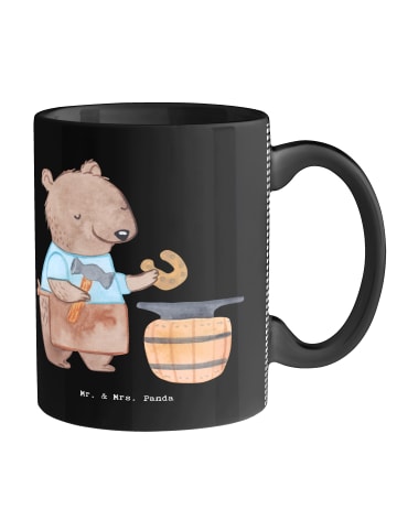Mr. & Mrs. Panda Bedruckte Tasse Schmied Herz ohne Spruch in Schwarz