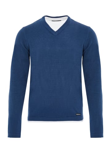 Threadbare V-Pullover THB Jumper BRAMWELL V-Neck in Denim