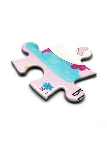 Mr. & Mrs. Panda Puzzle Einhorn Sekt mit Spruch in Rot Pastell