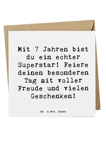 Mr. & Mrs. Panda Einladungskarte Spruch 7. Geburtstag Superstar ... in Weiß