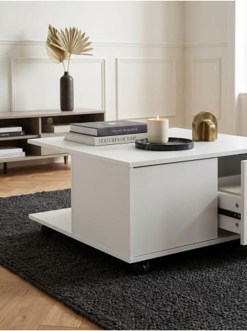 KADIMA DESIGN Design Couchtisch 70x70 cm , Wohnzimmertisch mit 2 Schubladen, in Weiß