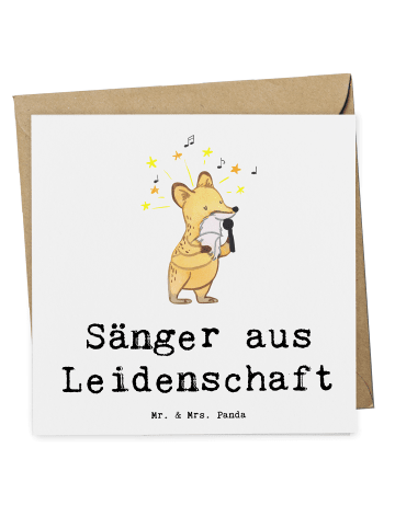 Mr. & Mrs. Panda Grußkarte Sänger Leidenschaft mit Spruch in Weiß