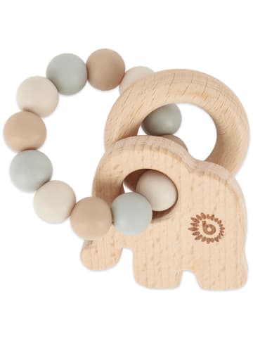 Bieco Spielwaren Greifling Holz Natur mit Silikon Elefant - ab Geburt in Beige