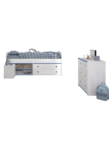 58 aufm Kessel KINDERZIMMER-SET 3-tlg. Parisot Smoozy 23a Holzdekor Kiefer Weiß/Blau