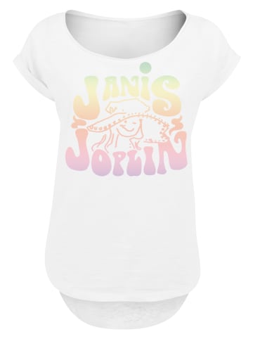 F4NT4STIC Long Cut T-Shirt PLUS SIZE Janis Joplin Pastel Logo in weiß