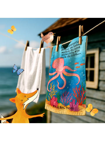 Mr. & Mrs. Panda Handtuch Tintenfisch Design mit Spruch in Weiß