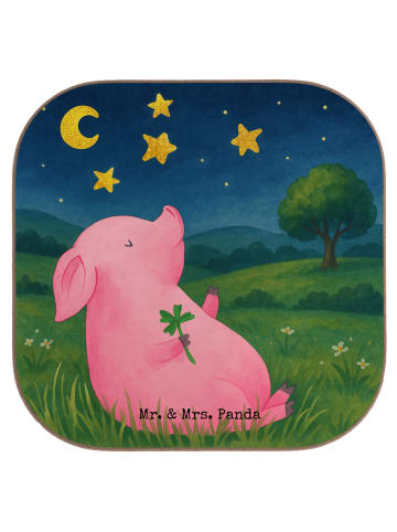 Mr. & Mrs. Panda Untersetzer für Gläser Schwein Glück Design ohn... in Weiß
