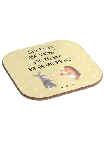Mr. & Mrs. Panda gläseruntersetzer Hase Igel mit Spruch in Gelb Pastell