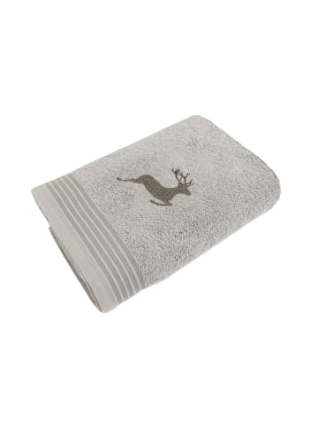 Framsohn 2er Set: Walkfrottier Duschtuch "HIRSCH" in Oxford Tan - (L) 140 x (B) 67 cm