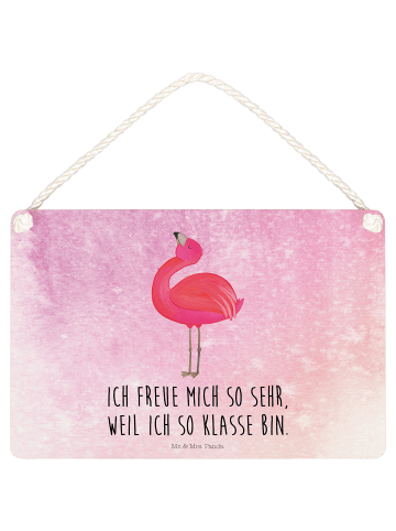 Mr. & Mrs. Panda Deko Schild Flamingo Stolz mit Spruch in Aquarell Pink