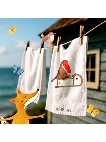 Mr. & Mrs. Panda Handtuch Rotkehlchen Schlitten ohne Spruch in Weiß