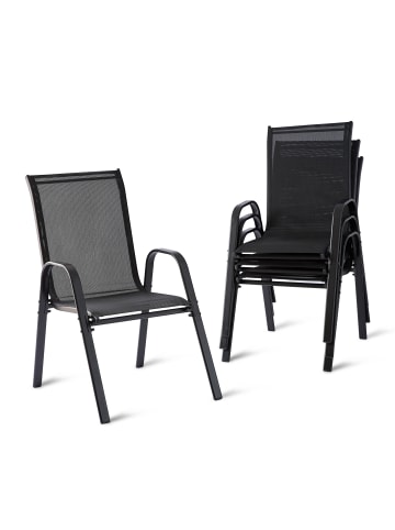 relaxdays 4 x Gartenstühle in Anthrazit - (B)56 x (H)90 x (T)65 cm