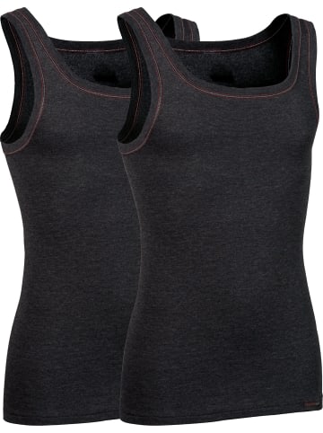Con-ta Thermo, Baumwolle, Feinripp Thermo-Unterhemd 2er-Pack in schwarz