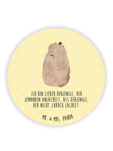 Mr. & Mrs. Panda Rund Magnet Murmeltier mit Spruch in Gelb Pastell