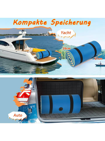 COSTWAY Schwimmmatte 355 x 183 cm bis 400 kg belastbar in Blau