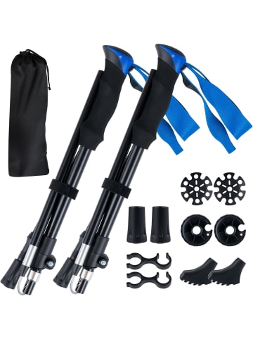 COSTWAY Wanderstöcke faltbar Aluminium in Blau