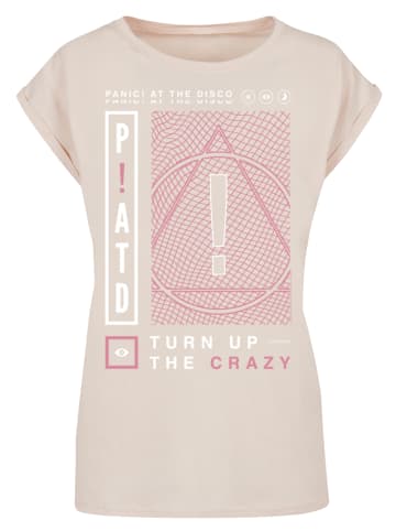 F4NT4STIC Extended Shoulder T-Shirt Panic At The Disco Turn Up The Crazy in Whitesand