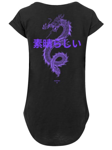 F4NT4STIC Damen T-Shirt Lang PLUS SIZE Dragon Drache Japan in schwarz