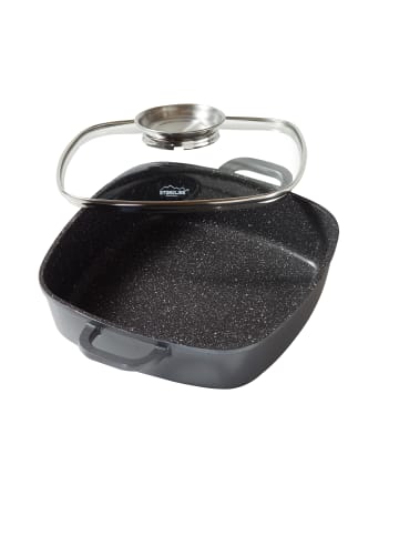 Stoneline Servierpfanne Eckig | mit Deckel in Grau