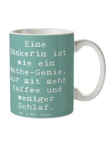 Mr. & Mrs. Panda Tasse Spruch Bänkerin Genie mit Spruch in Meeresbrise