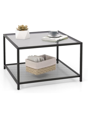 COSTWAY Glas-Couchtisch 70cm in Grau