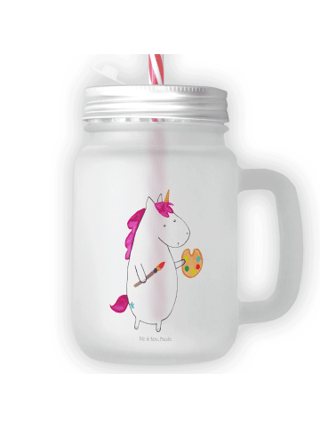 Mr. & Mrs. Panda Trinkglas Mason Jar Einhorn Künstler ohne Spruch in Transparent