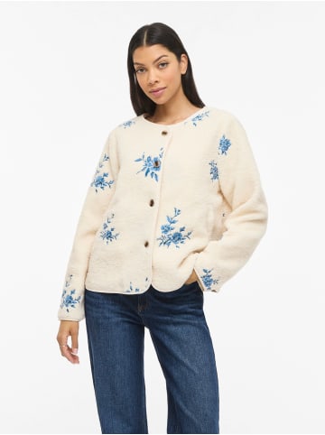 Vila EMBROIDERY TEDDY JACKET OTW in Birch/Embroidery Blue