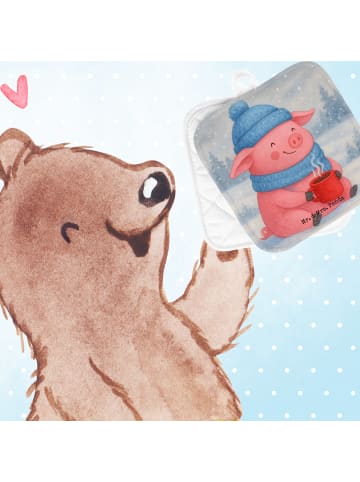 Mr. & Mrs. Panda Topflappen Schweinchen Glühwein Design ohne Spruch in Weiß