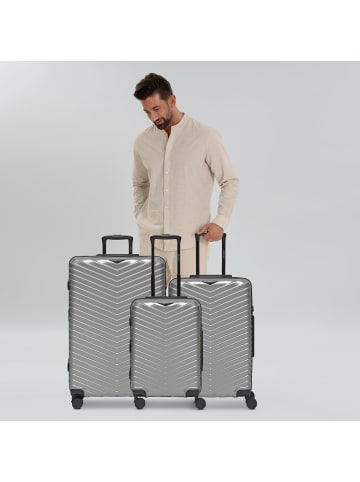 Redolz Essentials 18 4 Rollen Kofferset 3-teilig mit Dehnfalte in Metallic-Silver Shiny