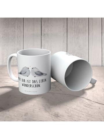 Mr. & Mrs. Panda Kindertasse Turteltauben Liebe mit Spruch in Weiß