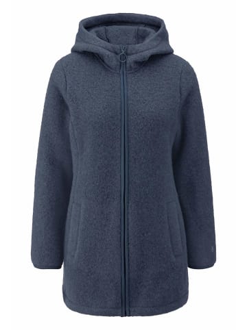 Hessnatur Hessnatur Wollfleece-Jacke mit Kapuze Regular aus reiner Bio-Merinowolle in graphitblau