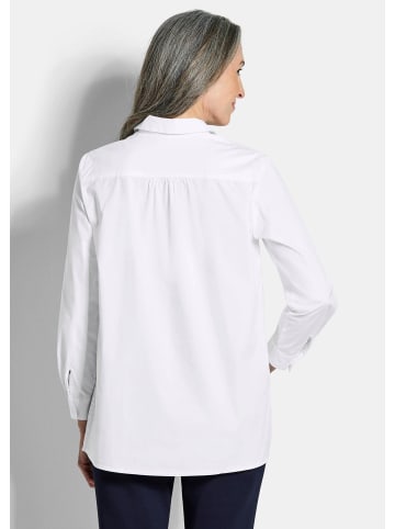 GOLDNER Baumwollbluse mit Hemdkragen in weiß