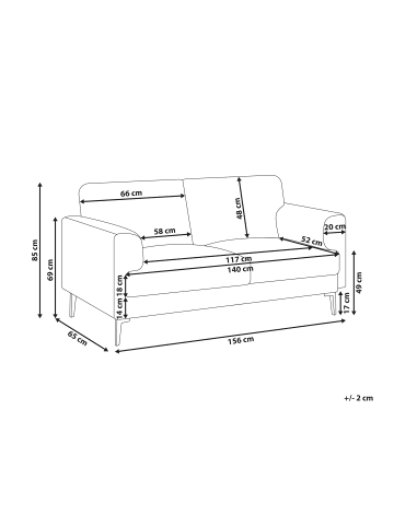 Beliani 2-Sitzer Sofa LOUSTO in Grün/Schwarz - (W) 156 x (H) 85 x (L) 65 cm